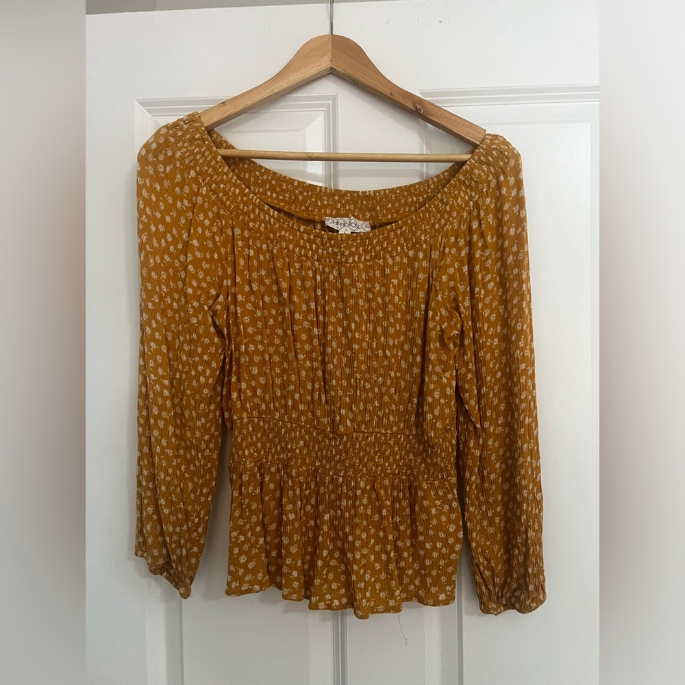 Orange Floral Long Sleeve Shirt